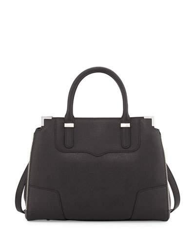 Amorous Saffiano Satchel Bag, Black