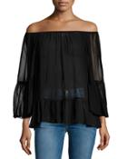 Off-the-shoulder Chiffon Blouse
