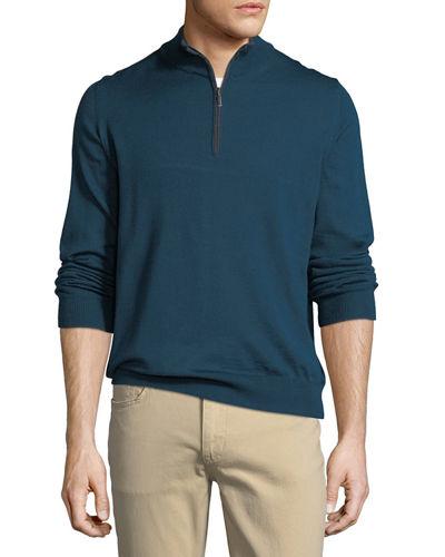 Mock-neck Zip-front Sweater W/tipping