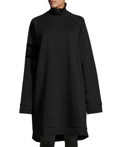 Oversized Zip-neck Pullover, Black
