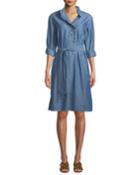 Ruffle-placket Chambray