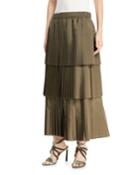 Tiered Pleated Long A-line