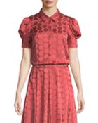Button-front Short-sleeve Tonal Dot