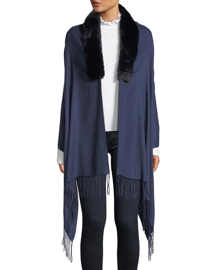 Faux-fur Collar Pashmina