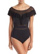 Fanciful Off-the-shoulder One-piece Swimsuit With