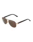 Two-tone Aviator Sunglasses, Brown