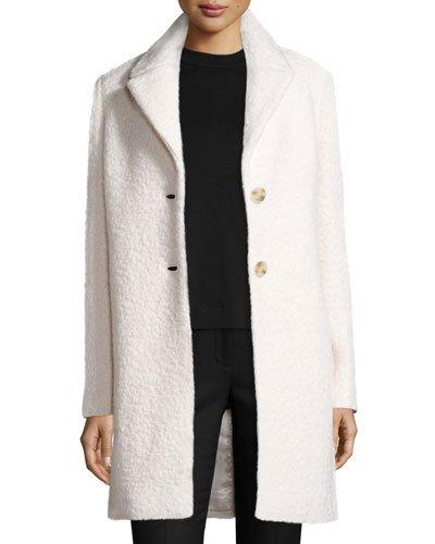 Jacquard Wool Car Coat, Winter White