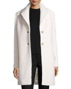 Jacquard Wool Car Coat, Winter White