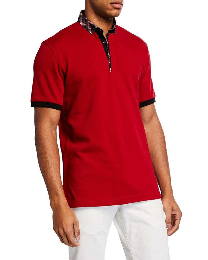 Men's Contrast-trim Cotton Pique Polo