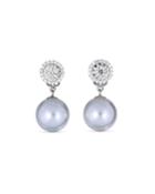 18k White Gold Diamond Convertible White Pearl Earrings,