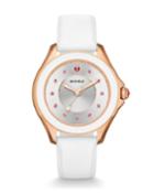 Cape White Silicone Strap Watch With Pink Topaz Dial Markers, Rose Golden