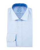 Dot-pattern Striped Dress Shirt, Blue/white