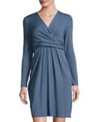 Faux-wrap Long-sleeve Dress