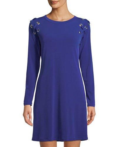 Grommet-shoulder A-line Dress