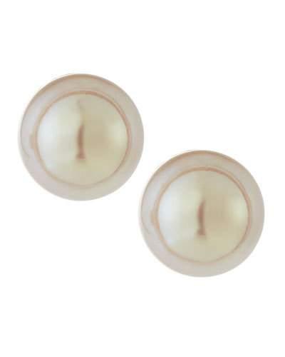 Crema Rosa Pearl Stud Earrings,