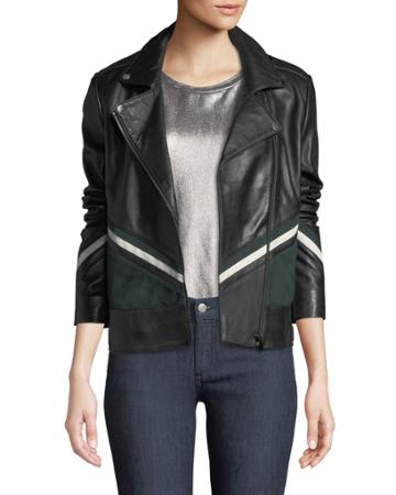 Striped Colorblock Leather