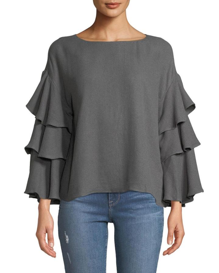 Tiered-ruffle-sleeve Top