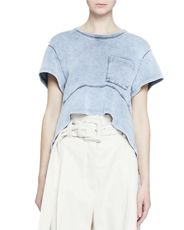 Short-sleeve Acid-washed Pocket T-shirt
