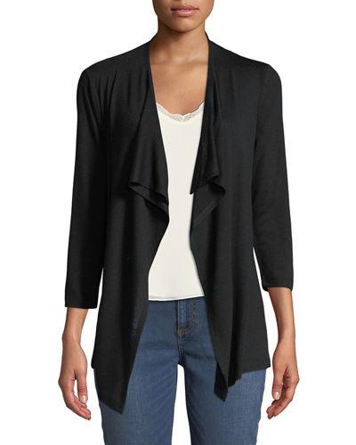 Ruched-back 3/4-sleeve Cardigan