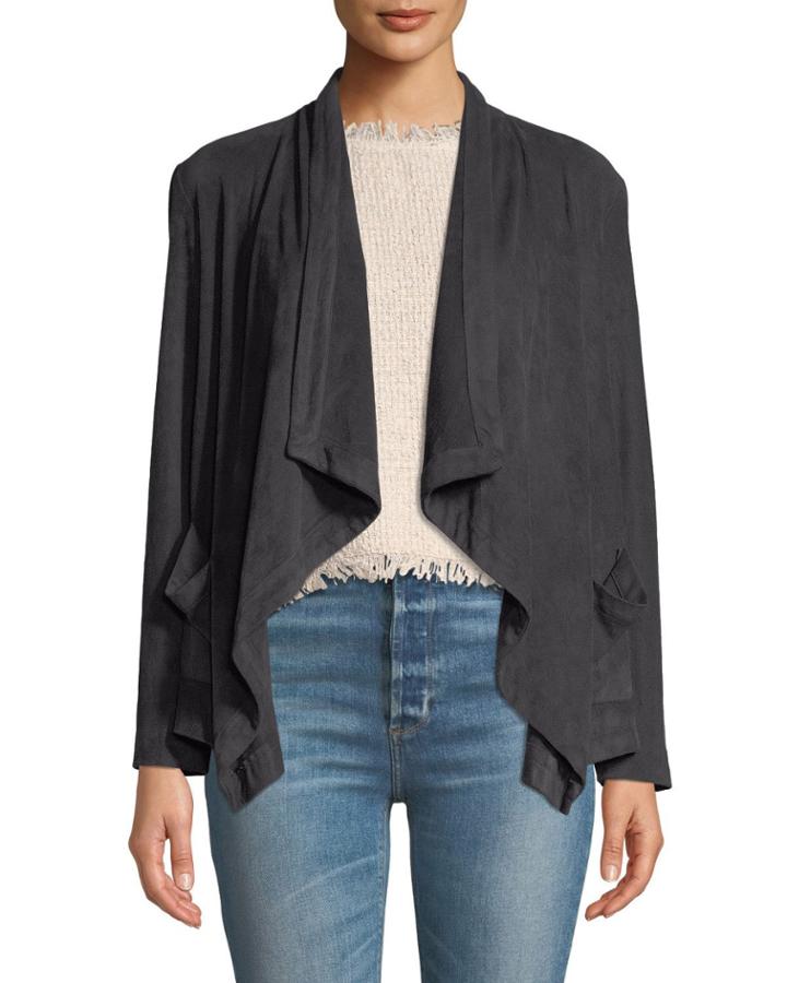 Buckingham Faux-suede Open-front Jacket