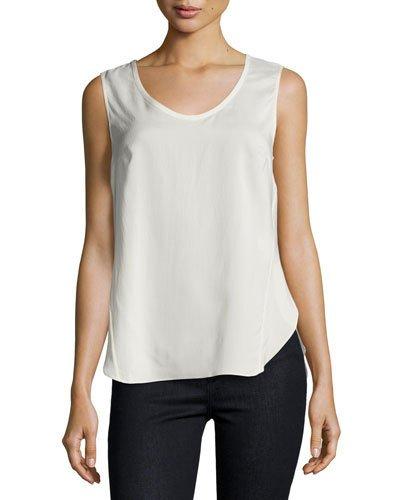 Side-slit Sleeveless Top, Cream