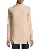 Cashmere Mock-neck Tunic, Oatmeal