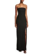 Carly Paneled Strapless Ponte Gown, Black