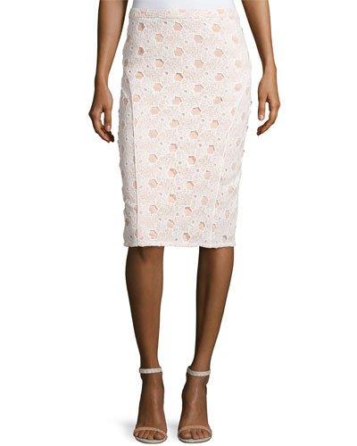Lace Panel Pencil Skirt, Creedence Cream
