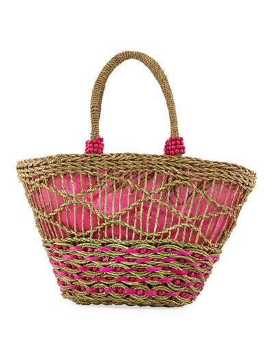 Dapperly Woven Straw Tote Bag, Neutral