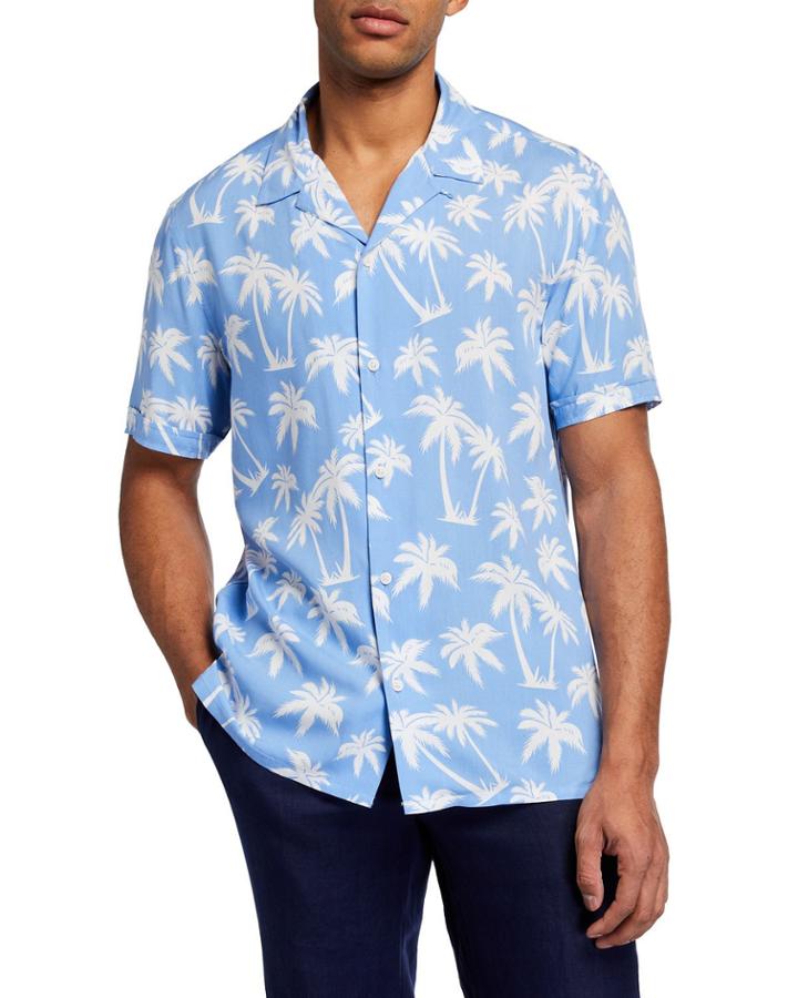 Men's Palm Tree Print Short-sleeve