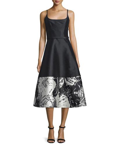 Sleeveless A-line Floral-hem Cocktail Dress