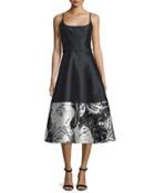 Sleeveless A-line Floral-hem Cocktail Dress
