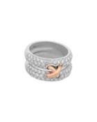 18k White Gold 2-row Diamond Pave Ring W/ Rose Gold,