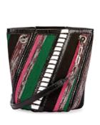 Hex Mini Mixed-media Bucket Bag, Black/multi