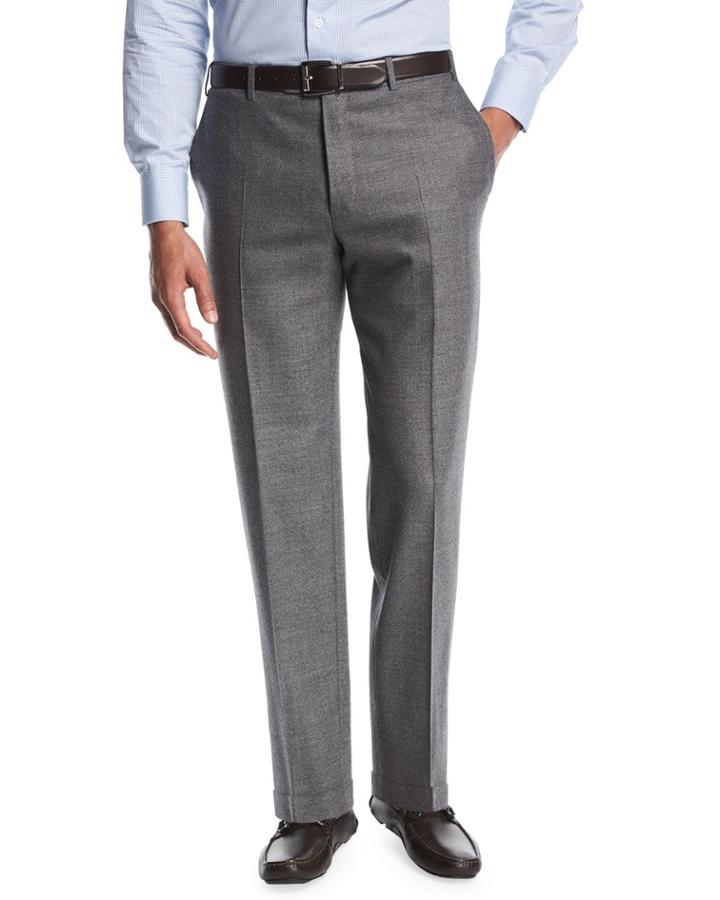 Twill Flannel Flat-front Trousers