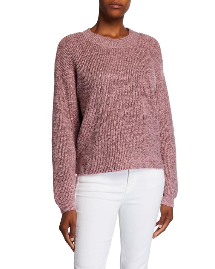 Metallic-flecked Ribbed Crewneck