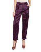 Silk Duchesse Front Pleated Crop Pants