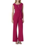 Cap-sleeve Belted Stretch Crepe Jumpsuit