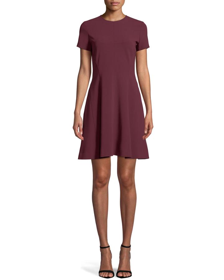 Crewneck Short-sleeve Modern Seamed Shift W. Admiral Crepe Dress
