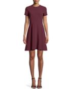 Crewneck Short-sleeve Modern Seamed Shift W. Admiral Crepe Dress
