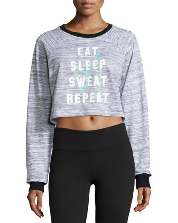 Slouchy Cropped Graphic Sweatshirt,