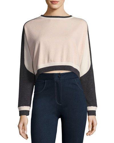 Cashmere Varsity Sweater, Pink Pattern