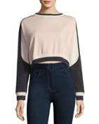 Cashmere Varsity Sweater, Pink Pattern