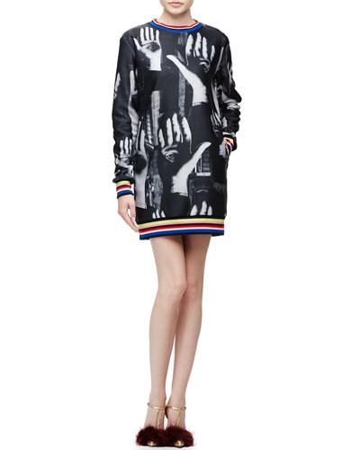 Surreal Hands-print Sweatshirt Dress