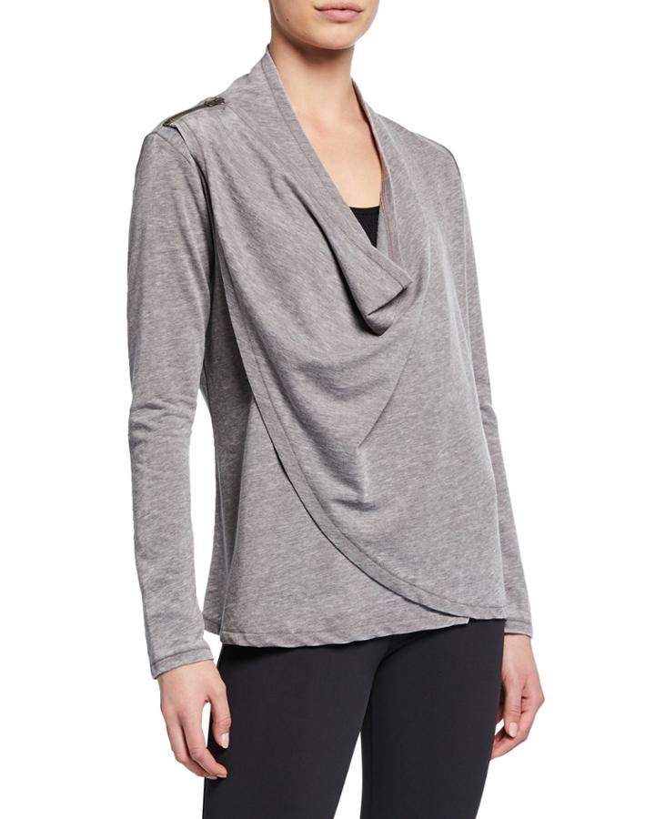 Celeste Cardi Cowl-neck Wrap-front Top