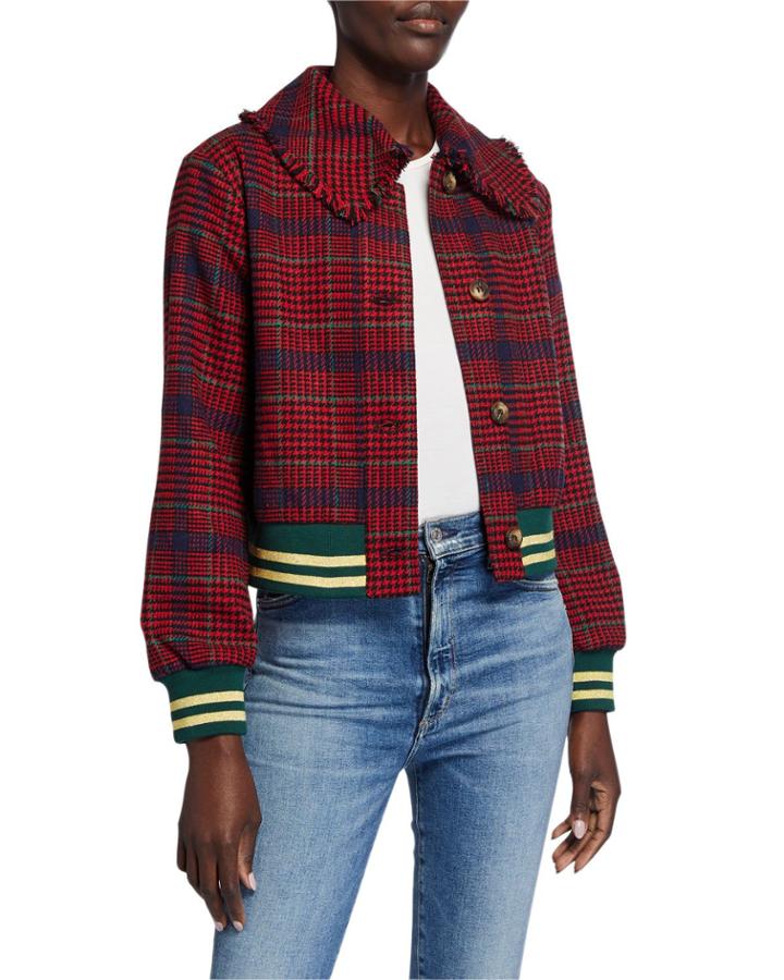 Plaid Contrast Stripe-trim