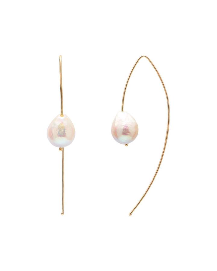 Mother-of-pearl Threader Hoop Earrings