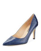 Cissy Snakeskin Pointed Pump, Blue