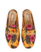 St. Barth's Canvas Loafer Mule, Yellow Pattern