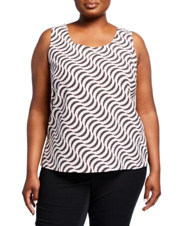 Plus Size Silk Printed Tank